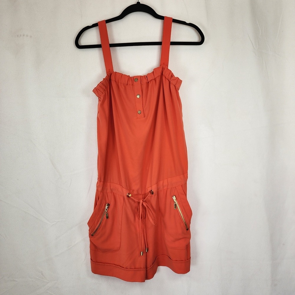 CACHE Red/orange Strapped Summer Cargo Jumper Romper Size S - Hard to Find